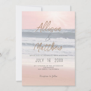 Invitation Mariage sur la plage au coucher du soleil   Mariag