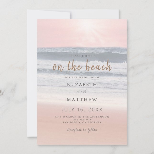 Invitation Mariage sur la plage au coucher du soleil | Mariag (Devant)