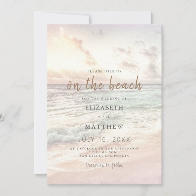 Invitation Mariage sur la plage au coucher du soleil | Mariag (Devant)