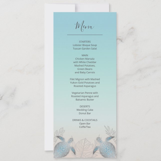 Invitation Mariage sur la plage aux tortues marines argentées (Devant)