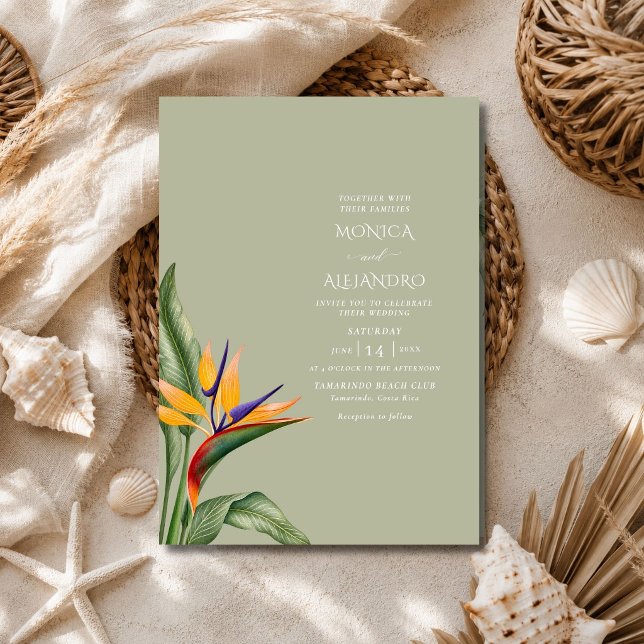 Invitation Mariage sur la plage Bird of Paradise  (Bird of Paradise Beach Wedding Invitation)