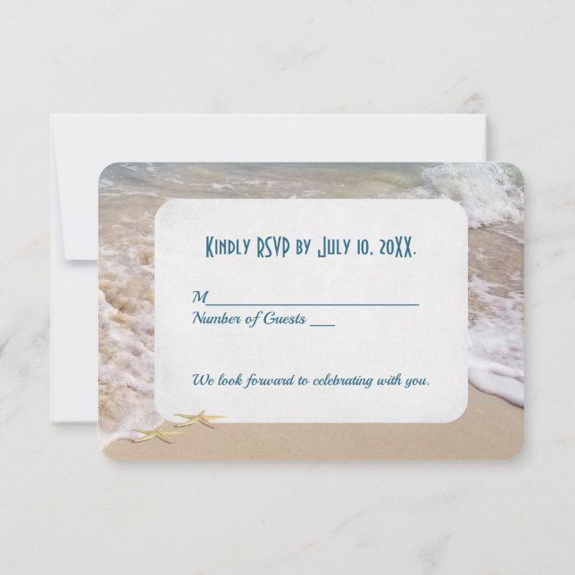 Invitation Mariage sur la plage coeurs RSVP (Dos)