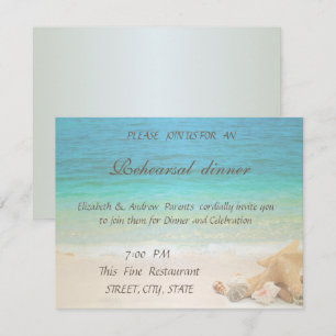 Invitation Mariage sur la Plage Coquillages Dîner de Répétit