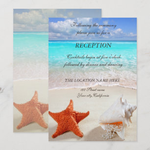 Invitation Mariage sur la plage Coquillages Réception