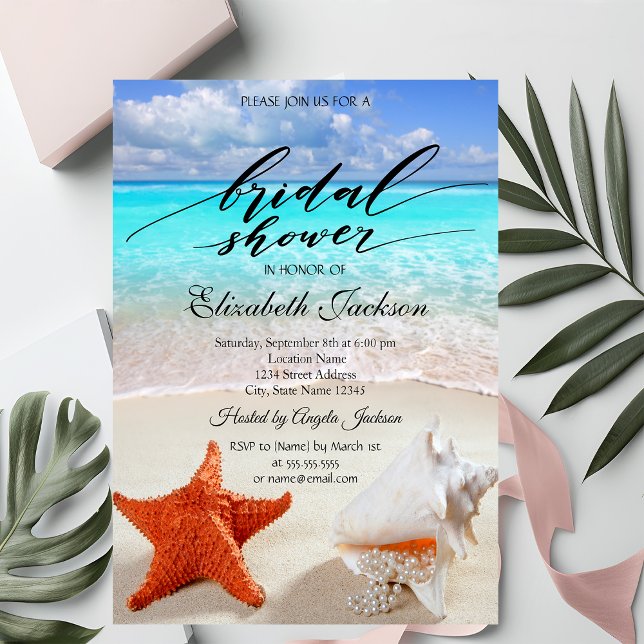 Invitation Mariage sur la Plage Coquillages Réception de Mari (Créateur téléchargé)