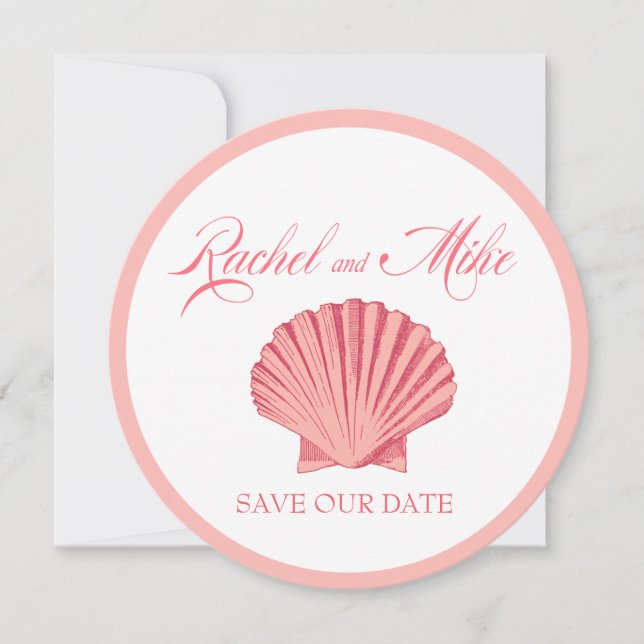 Invitation Mariage sur la plage Coquilles Saint-Jacques | ros (Devant)