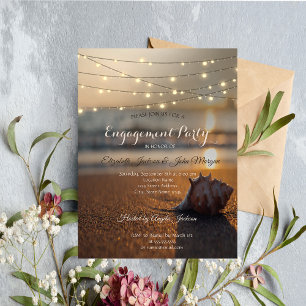 Invitation Mariage sur la Plage Coucher de Soleil Lumières de
