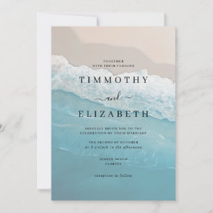 Invitation Mariage sur la plage de sable de l'océan bleu
