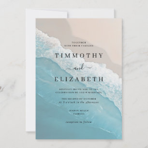 Invitation Mariage sur la Plage de Sable Océan Bleu