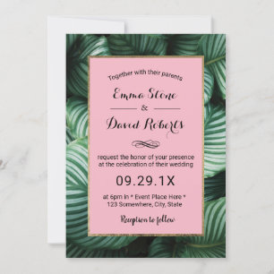 Invitation Mariage sur la plage des Feuilles tropicaux Hawaii