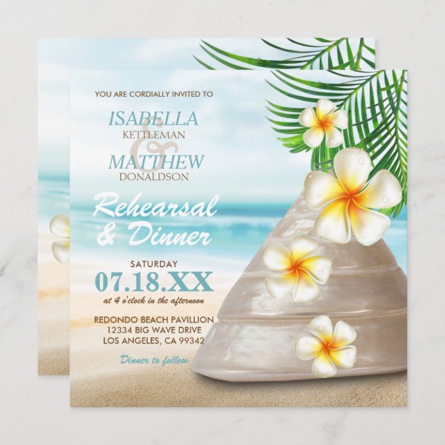 Invitation Mariage sur la plage | Dîner de répétition (Devant / Derrière)