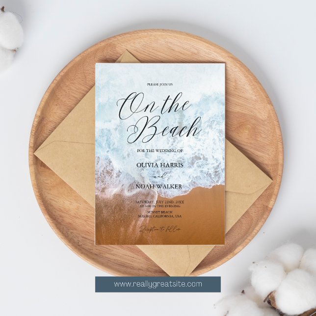 Invitation Mariage sur la plage, été, océan bleu (Créateur téléchargé)