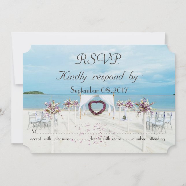 Invitation Mariage sur la plage Fleurs Arbre RSVP (Devant)