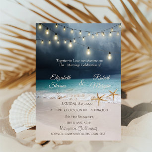 Invitation Mariage sur la Plage Lumières de Cordes Étoiles de
