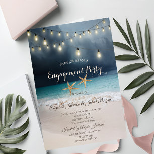 Invitation Mariage sur la Plage, Lumières de Cordes Seastars