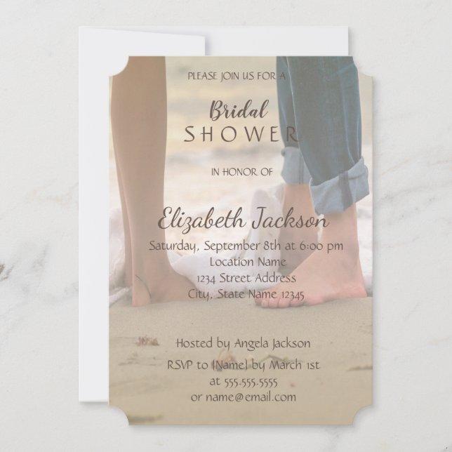 Invitation Mariage sur la Plage, Pieds  Réception de Mariage (Devant)