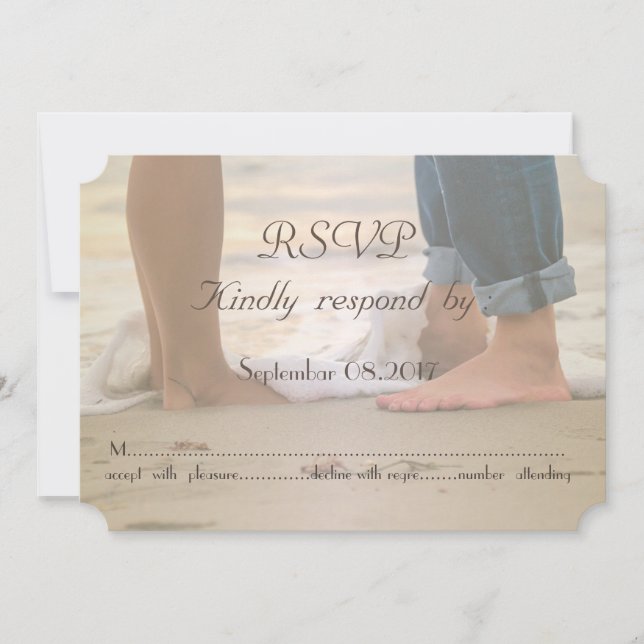 Invitation Mariage sur la Plage, Pieds   RSVP (Devant)