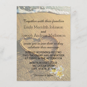 Invitation Mariage sur la Plage Plumeria / Frangipani Sable e