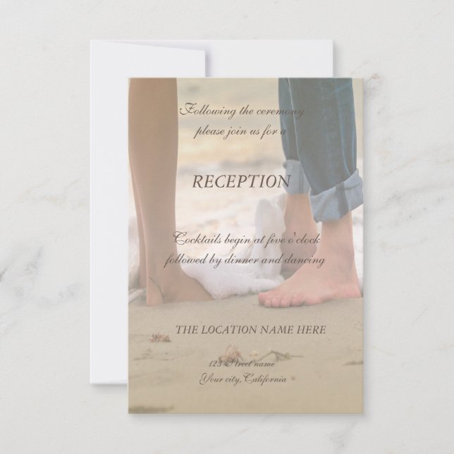 Invitation Mariage  sur  la  plage,  réception  au  pied (Devant)
