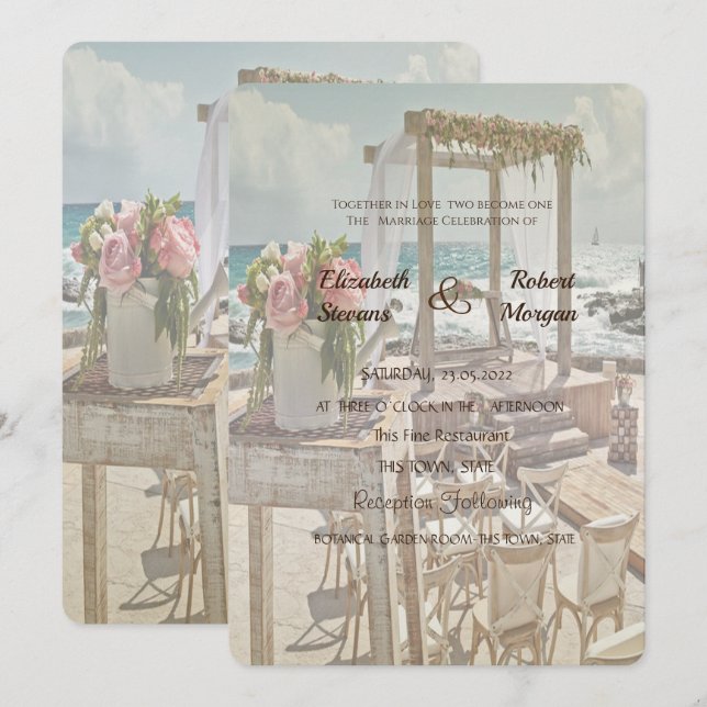 Invitation Mariage sur la plage rétro Arch  (Devant / Derrière)