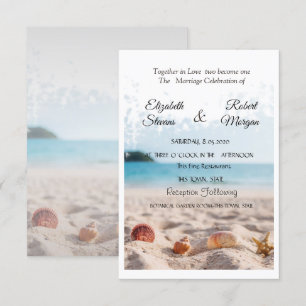 Invitation Mariage sur la Plage, Sable, Coquillages Invitatio