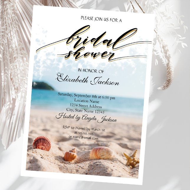 Invitation Mariage sur la Plage, Sable, Coquillages Réception (Créateur téléchargé)