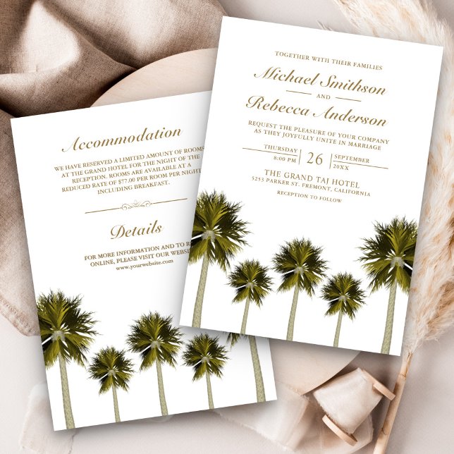 Invitation Mariage sur la plage tropicale avec palmiers (Créateur téléchargé)