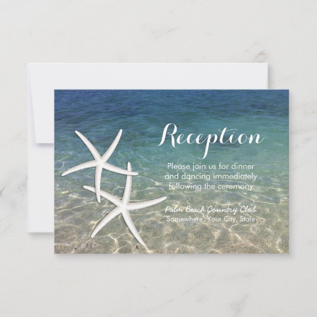 Invitation Mariage sur la Plage Tropicale Étoile de Mer Récep (Devant)