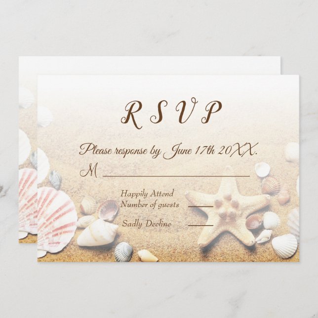 Invitation Mariage sur la plage tropicale étoiles de mer coqu (Devant / Derrière)