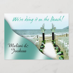 Invitation Mariage sur la plage verte de l'Aisle Aqua Lucite