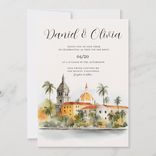 Invitation Mariage sur la skyline de Cartagena Colombie (Devant)