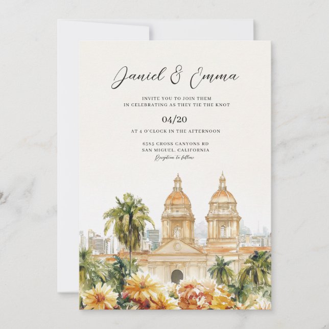 Invitation Mariage sur la skyline de Cartagena Colombie (Devant)