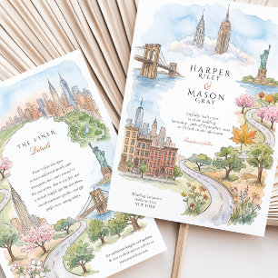 Invitation Mariage sur la skyline de NYC avec le pont de Broo
