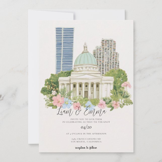 Invitation Mariage sur la skyline de Washington DC (Devant)