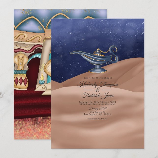 Invitation Mariage sur le thème des Mille et Une Nuits (Devant / Derrière)
