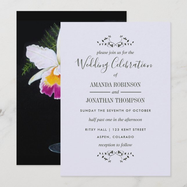 Invitation Mariage sur le thème des orchidées Personnalisé (Devant / Derrière)