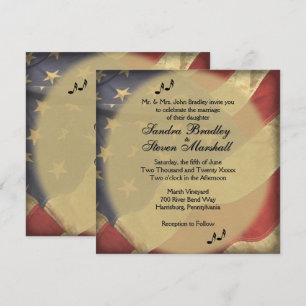Invitation Mariage sur le thème du drapeau américain en détre