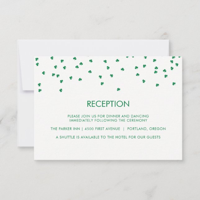 Invitation Mariage sur le thème irlandais Shamrock Confetti | (Devant)