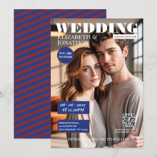 Invitation Mariage sur le thème Navy & Burgundy Magazine Phot