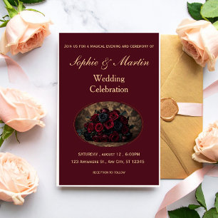 Invitation Mariage sur mesure Burgundy Romance gothique sombr
