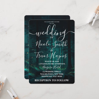 Invitation Mariage sur mesure en forêt enchantée verte