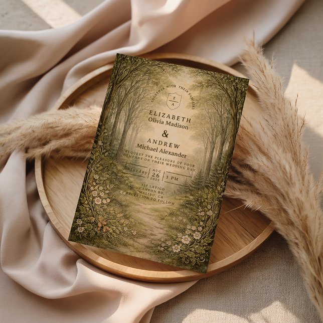 Invitation Mariage sur un chemin forestier romantique (Créateur téléchargé)
