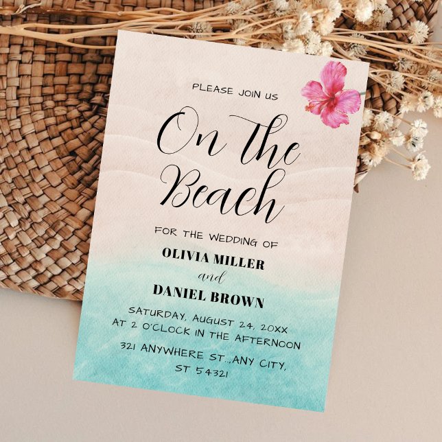Invitation Mariage sur une Plage Tropicale avec Fleur d'Hibis (Créateur téléchargé)