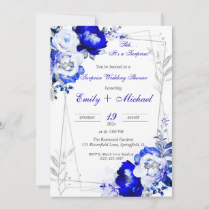 Invitation Mariage Surprise Personnalisé Bleu Royal