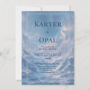 Invitation Mariage surréaliste sous le ciel bleu de la montag