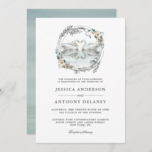 Invitation mariage Swans Elegant Aquarelle