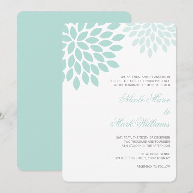 Invitation Mariage Sweet Dahlias (Devant / Derrière)