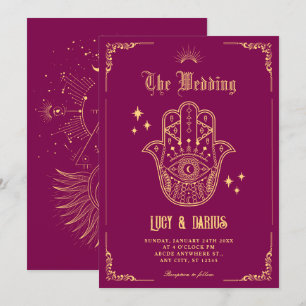 Invitation Mariage symboles d'art bohème vintage
