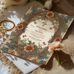 Invitation Mariage Symphonie Florale Inspiré de l'Art Nouveau