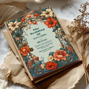 Invitation Mariage symphonique florale inspiré Art nouveau